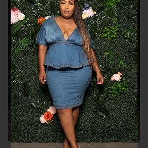 NEVER WORN Jean Peplum Dress